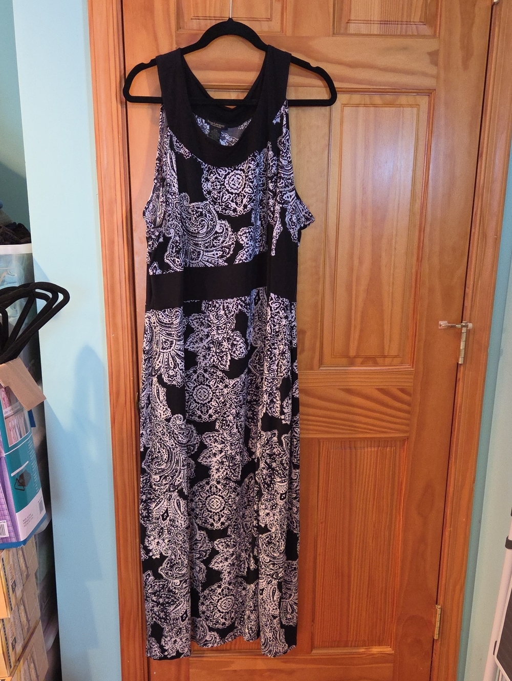 Susan Lawrence Black and White Paisley Maxi Dress